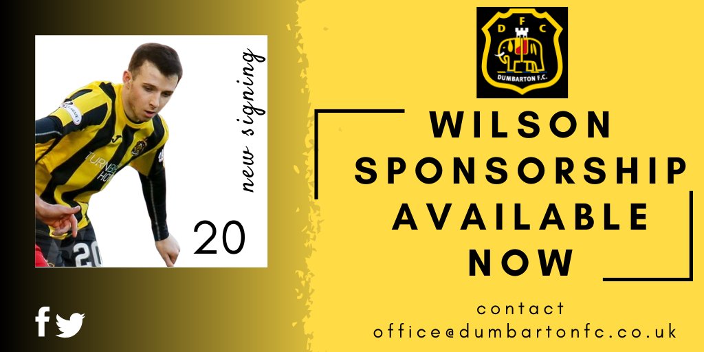 Dumbartonfc's tweet photo. Callum Wilson signed until the end of the season last week, Player sponsorship packages are available now. Contact office@dumbartonfc.co.uk
#supportthesons https://t.co/jZfOLtyH0G