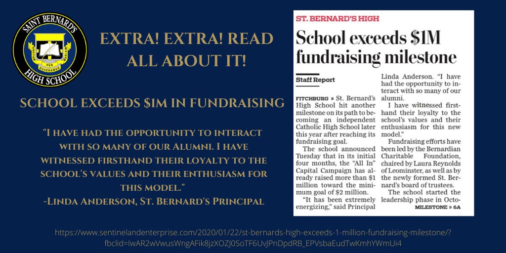 We are incredibly grateful for the support of our alumni and community. Thank you to everyone who helped make this possible! We are all, undoubtedly, #Allin ...
Now, on to the next million ... 😎sentinelandenterprise.com/2020/01/22/st-…