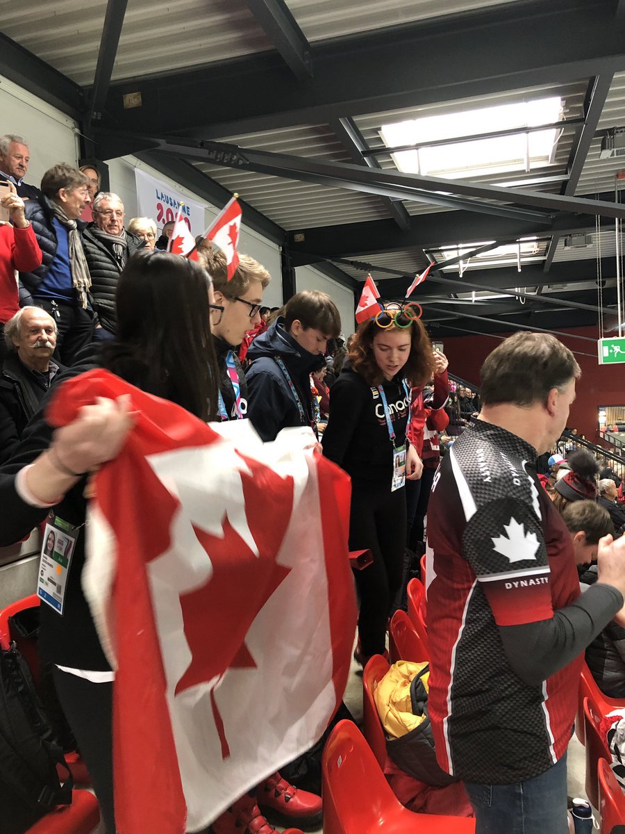 Devin_Heroux's tweet image. They’re going crazy in Champery! 

Canada and Hungary curlers come together to capture mixed doubles gold. What a brilliant thing this mixed NOC event is. 

Nathan Young and Laura Nagy a dynamic duo. Thanks to @deschjo for the photos. See you all tonight!