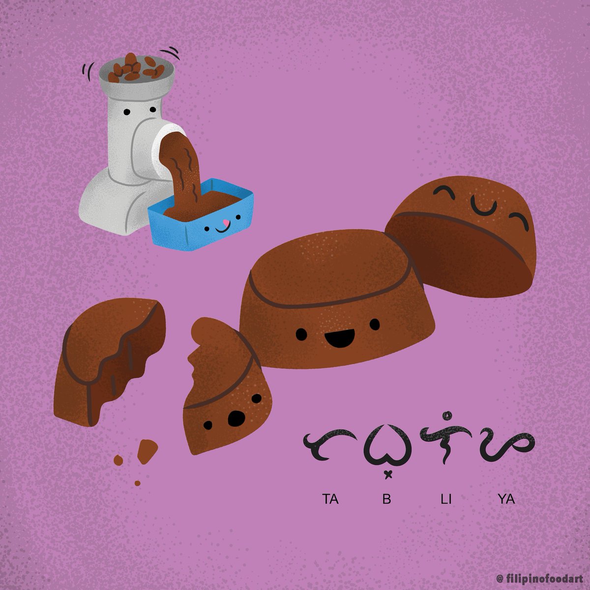 filipinofoodart's tweet image. Who loves #tablea or #tableya?! Here is tablea in #Baybayin.