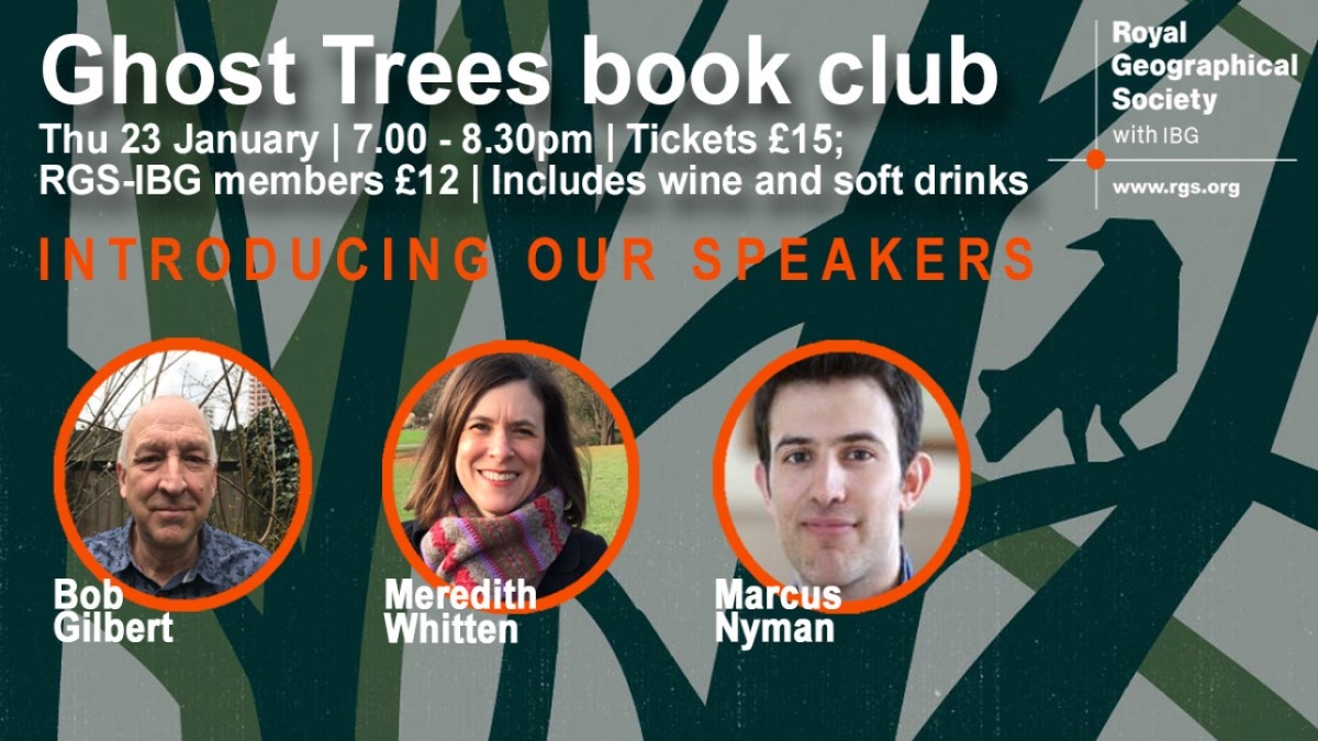 RGS_IBG's tweet photo. We’re looking forward to our inaugural #bookclub tomorrow and welcoming author #BobGilbert from @SarabandBooks, @urbanparksgirl and @marcnyman for an evening of stimulating conversation discussing Bob’s book #GhostTrees. Places still available: https://t.co/ZS7Ct5XGLw https://t.co/1HlvkIl1zo