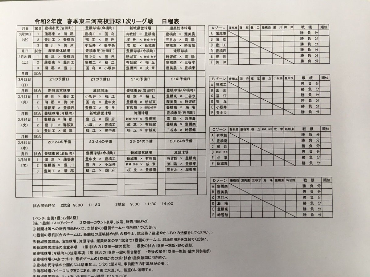 kuroshio_fukue's tweet photo. 春季東三河高校野球⚾️  一次リーグ日程表

春季一次リーグ戦の日程が決まりました‼️
秋の新人戦の悔しさをバネに全力・全員野球で挑みます。
球場にて多くの声援をお待ちしております‼️ https://t.co/Yys0bgt7Qs