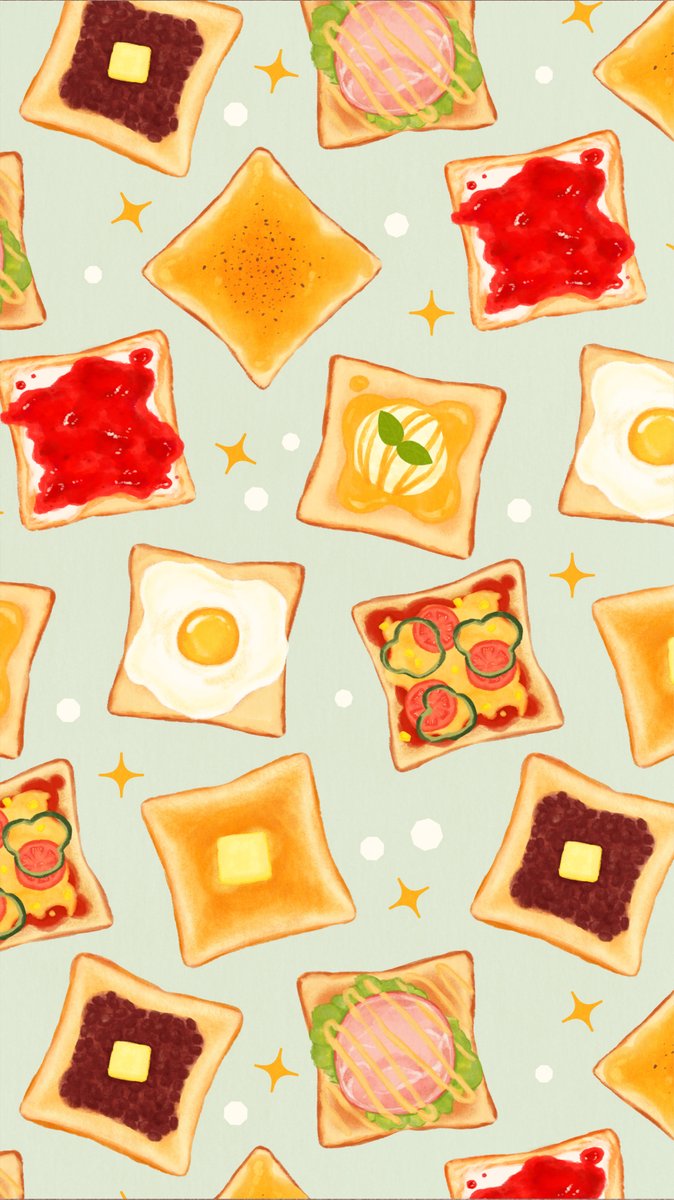 Omiyu お返事遅くなります トーストな壁紙 Illust Illustration トースト Toast イラスト Iphone壁紙 壁紙 パン 食パンにクリームチーズ いちごジャム乗せが一番好きです