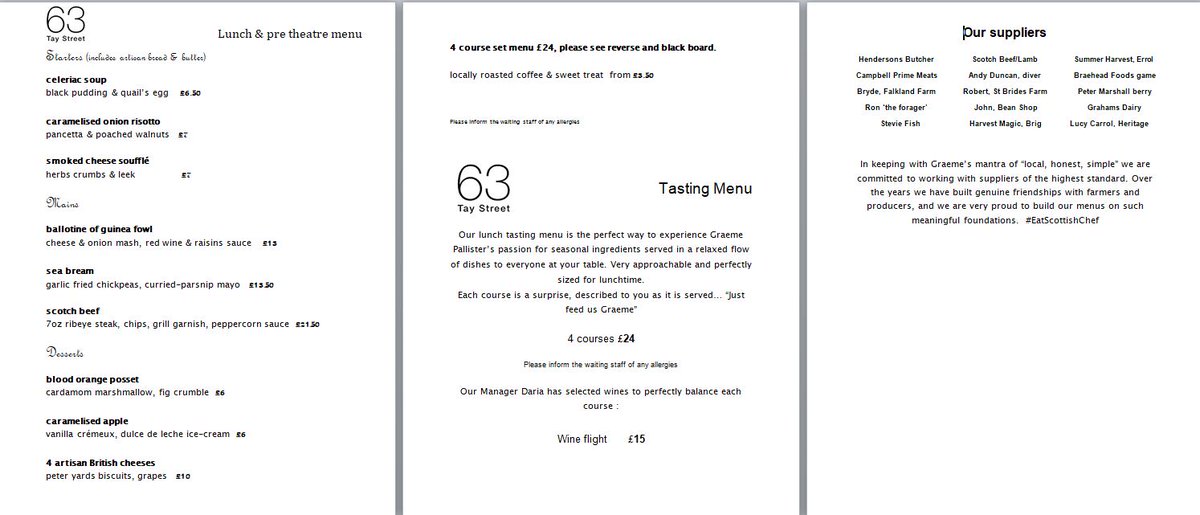 Check out our current Lunch &amp; Pre-Theatre and Dinner Menu❤️ #LocalHonestSimple