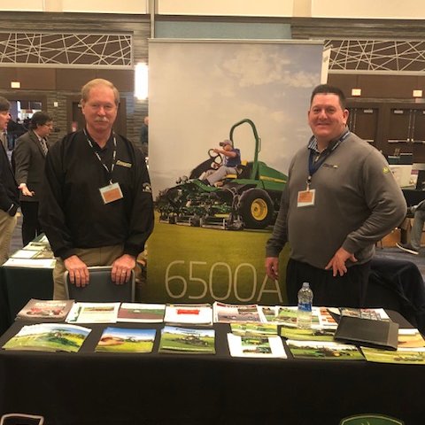 FinchTurf's tweet photo. @GCorgan17 and #TwitterlessLarry are all set up and ready to see you at the @NYSTurfgrass Southeast Regional Conference! #ItsShowTime https://t.co/Q75iPPoaug