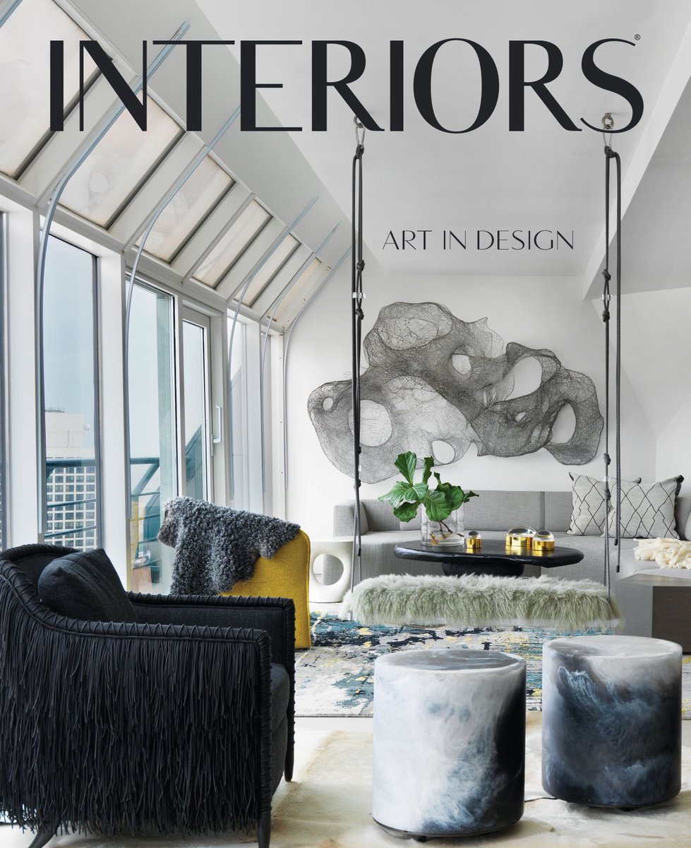 HollyHuntDesign's tweet photo. Recently Featured on the cover of #interiorsmagazine is artist #EricGushee stunning Exhalation Series. #HOLLYHUNT exhibit artist’s works from around the world in a variety of mediums. 

Photo Credit:  #cynthialynnkim

#HOLLYHUNTArt #sculpture #art #interiordesign #design https://t.co/sDdJs5pySw