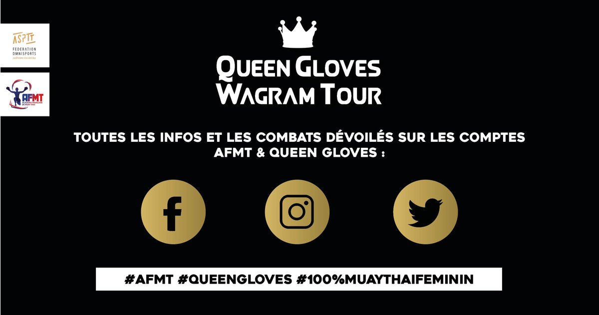 👊La fight card du #QueenGlovesWagramTour va être dévoilée prochainement !
>> RDV sur les pages #Facebook, #Twitter et #Instagram de l'AFMT - Académie Française de Muay Thaï et du Queen Gloves - Muay Thaï
#afmt #queengloves #muaythai #boxe #muaythaifeminin