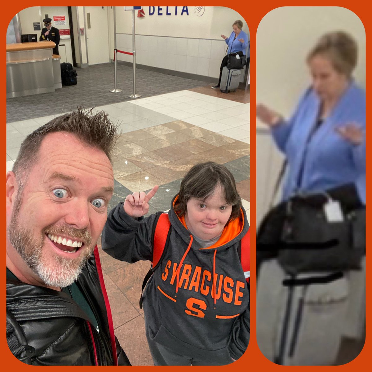 leftarmcomedy's tweet photo. Occasionally a @Delta #mefirstmefirstguy (or gal) will be so delirious from the 87-minute early arrival that she will observe a #pilot and immediately spread her wings and attempt to fly HERSELF to Springfield. #Delta #SkymilesLife #14sleeves #downsyndrome #siblings #siblinglove https://t.co/qgpLbMpv5Y