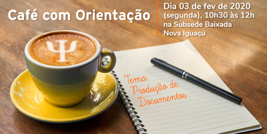 crprj's tweet photo. Programe-se para participar, em 3 de fevereiro, das 10h30min às 12h, na Subsede de Nova Iguaçu, do “Café com Orientação” com tema “Produção de Documentos”. O encontro é gratuito e voltado a psicólogas (os). 

Mais informações em: https://t.co/xLVhumls4U. https://t.co/hIWr5dBYkm