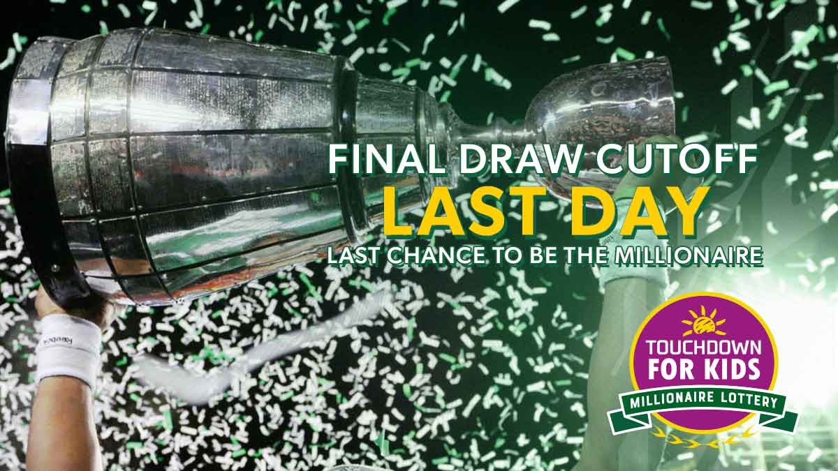 td4kidslottery's tweet photo. Today is the last day to get your Touchdown for Kids Millionaire Lottery tickets. The chance to be Saskatchewan's newest MILLIONAIRE could be yours!!
Get your tickets before 11pm TODAY: https://t.co/TmiD6AEdzN
#TFKML https://t.co/F27fVuGV2h