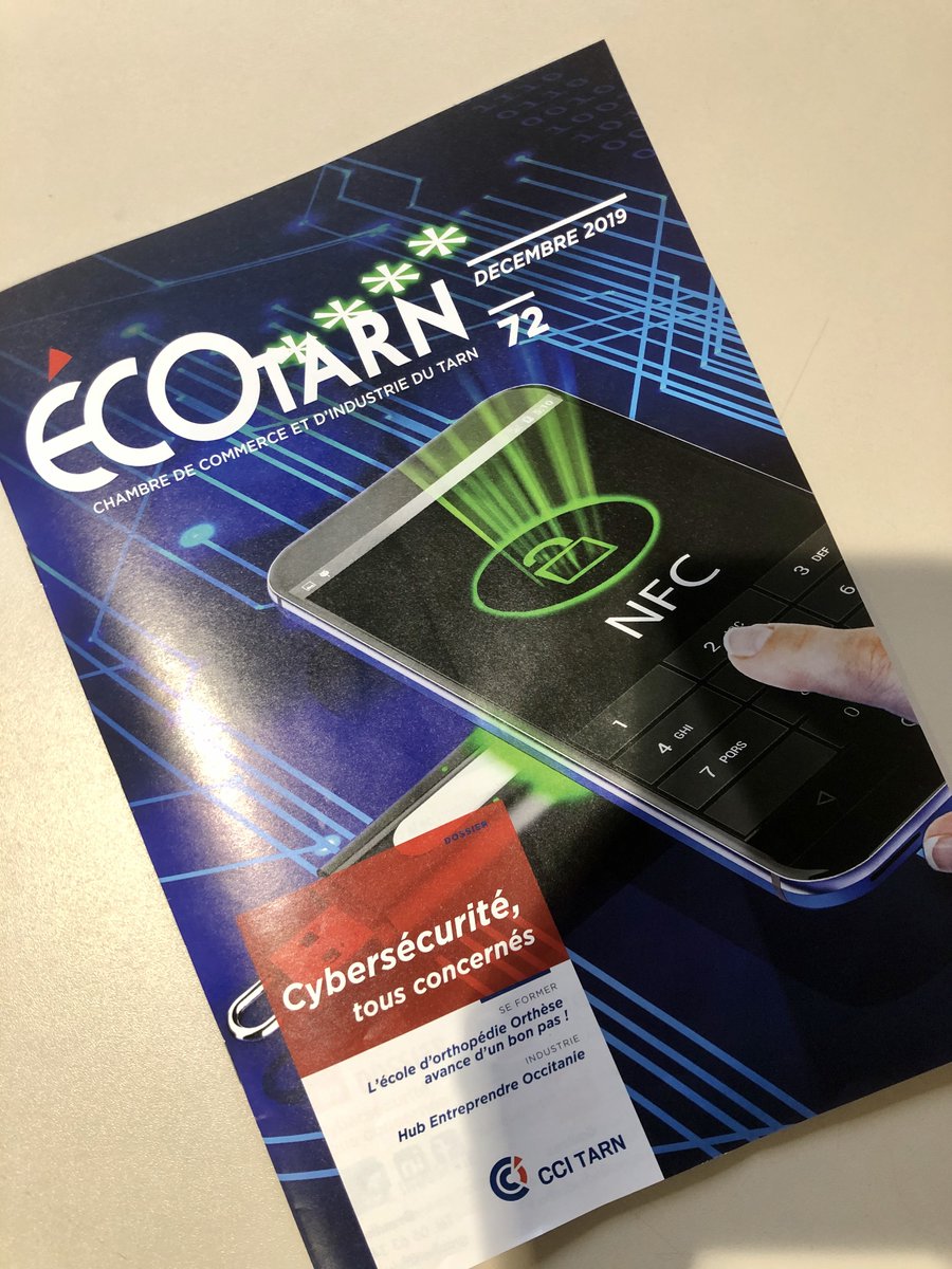 Sysecure1's tweet photo. Nous sommes en première page de l'Écotarn, magazine publié par la @CCI_du_Tarn 🗞

Edition qui met à l'honneur la #cybersécurité, parce que oui, nous sommes tous concernés. 

Merci à la @CCI_du_Tarn  pour cet article très bien retranscrit 🤓 https://t.co/z4Gy2d7lTL