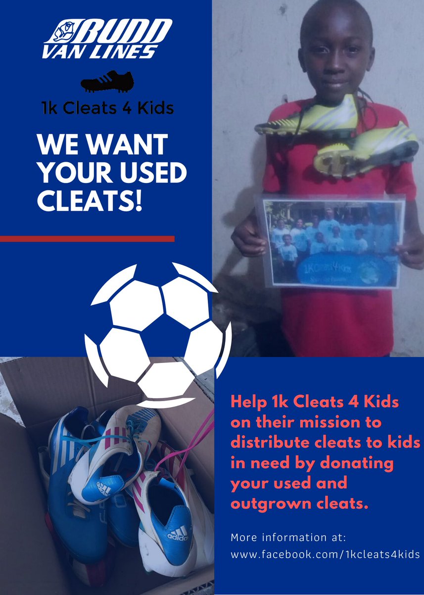 1k Cleats 4 Kids has provided cleats to kids in need across the world since 2016. We're proud to be able to assist them on their mission. Please message us if you wish to donate used or outgrown cleats.
#assist #donations #givingback #1kcleats4kids