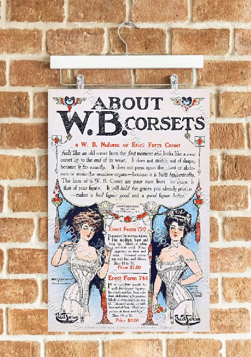 ArtisannuMONDAY's tweet photo. Vintage 'About W.B. Corsets' Advertising Poster new in Priory Prints on Folksy here; https://t.co/WJjUy6aq0T #vintageunderwear #victoriancorset #vintagecorsetposter #advertisingposters #corsets #corset https://t.co/so8HlkaLqr