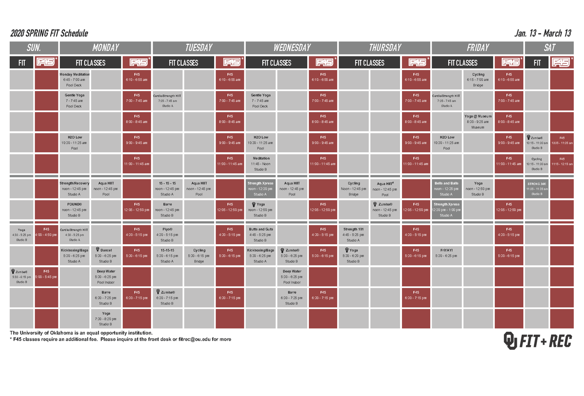 OUFitandRec's tweet photo. Latest Schedule Update! 🚨🚨🚨
Meditation classes have been added on Mondays and Wednesdays. Check the schedule for times and locations. PDF of schedule: https://t.co/gbjqFpZOE5.
Have a great Wednesday! #GoFAR #ActiveOU #FITclasses https://t.co/N8gcVFzMPT