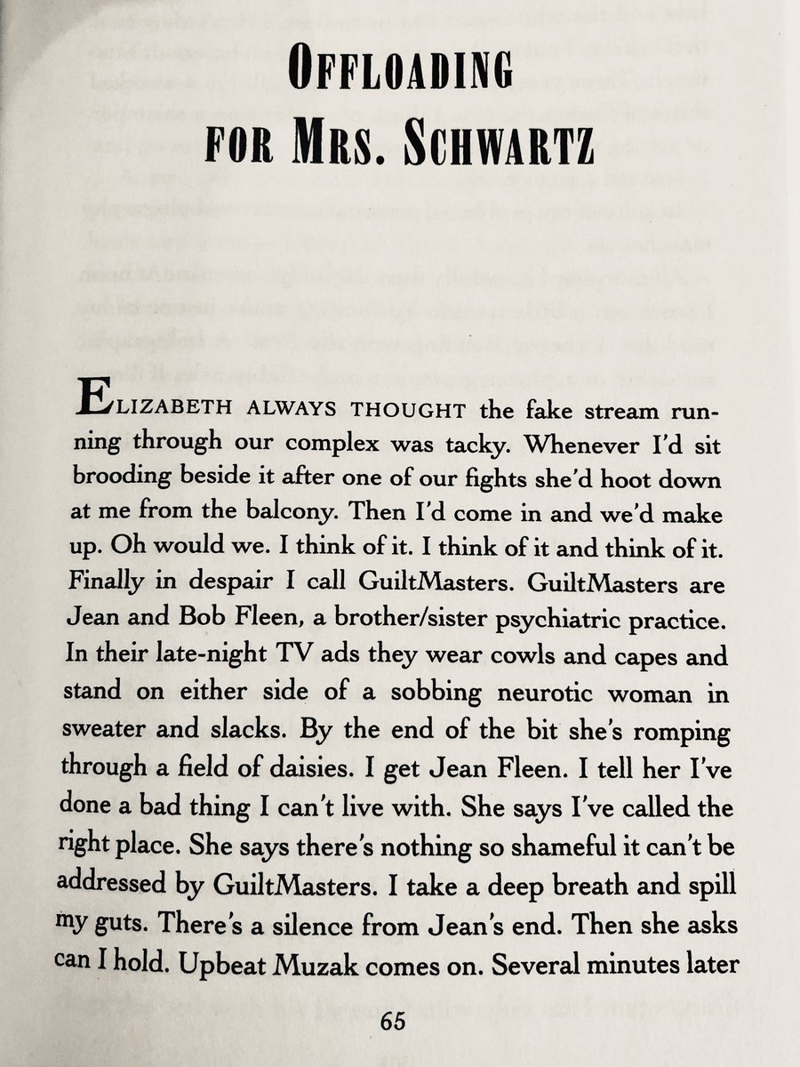 1/22/2020: "Offloading for Mrs. Schwartz" by George Saunders, from his collection CIVILWARLAND IN BAD DECLINE. Originally published by  @NewYorker in 1992:  http://archives.newyorker.com/?i=1992-10-05#folio=148