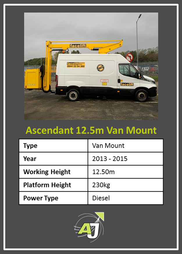 The Ascendant 12.5m Van Mount is our #featured machine for January!
Perfect for outdoor use when conventional cherry pickers are not suitable, the Ascendant 12.5m is ideal for streetlight projects and sign installations.