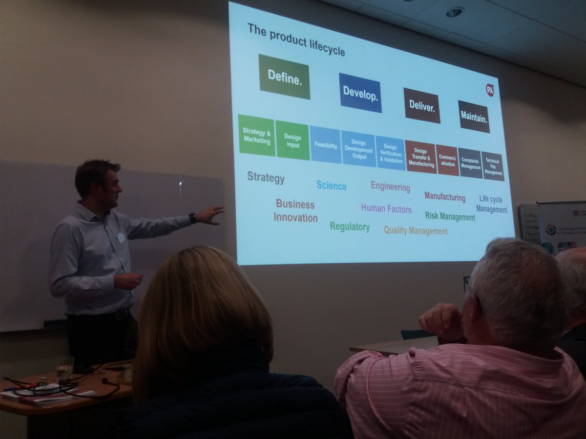 John Rippeth, PA Consulting, providing useful tips and excellent discussion on the factors and steps in the development of medical devices #development #medicaldevices <a href="/IfMCambridge/">Institute for Manufacturing (IfM)</a>