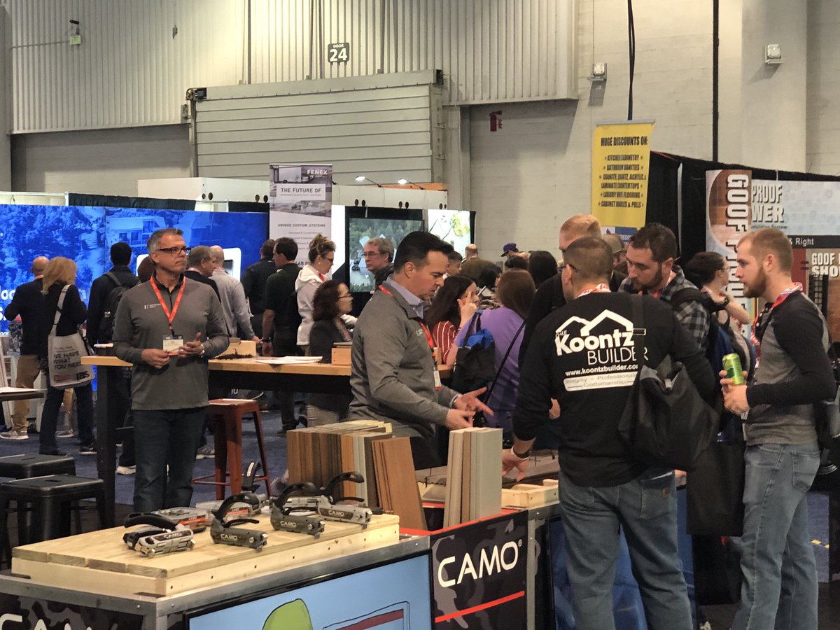 camofasteners's tweet photo. We’re looking forward to Day 2 of the @IntlBldrsShow!  Stop by Booth N963 to try out our products, pick up a sample kit of clips, and enter to win a DRIVE tool!  And don’t forget to join us for cocktail hour from 2:30-4:30 today! 

#camofasteners #camodrive #deckresponsibly #ibs https://t.co/8MW7PYS12S