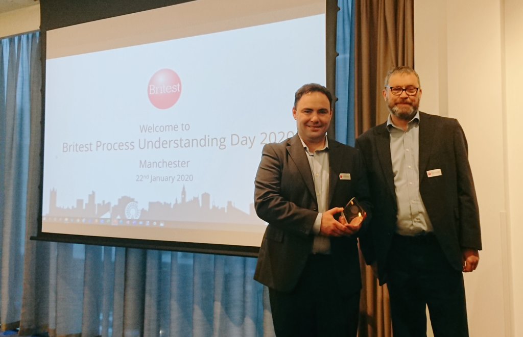 Britest_Ltd's tweet photo. Finally, the John Borland award for innovation, we had a shortlist of @AstraZeneca and @Johnson_Matthey - and the winner was Alejandro Santana from JM - Congratulations! #ProcessUnderstandingDay https://t.co/HKOwvRIla7