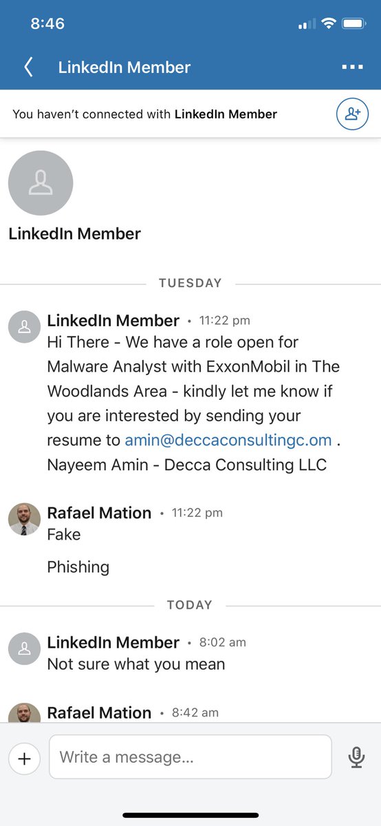 rafaelmation's tweet photo. @DeccaConsul_TX look at this scammer #scam #infosec https://t.co/Cbc94lPQr6