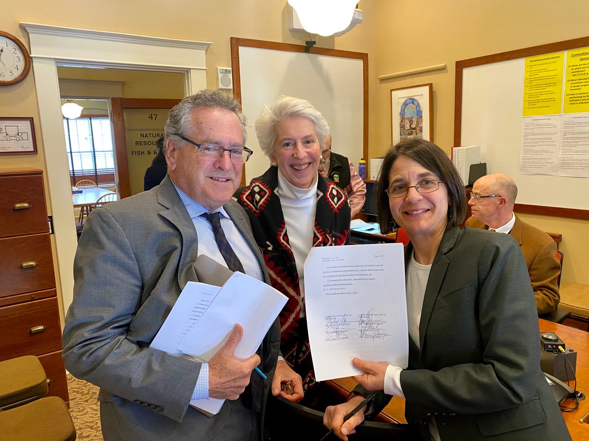 Senators Michael Sirotkin, Alison Clarkson, and Becca Balint finalize deal with the House to raise the minimum wage to $12.55 by 2022! The next stop is a vote by the full House on Friday.