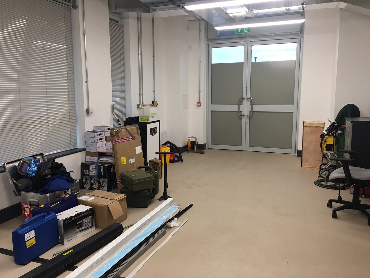 v_simulators's tweet photo. Moving in day for the @VibrationUoE @UniofExeter #VSimulators team. Forceplates now in place. Last stages of equipment testing. All very exciting! https://t.co/FhjoLEnbqE