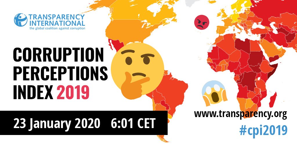 Corruption Perceptions Index out tomorrow 23 January at 6:01 CET