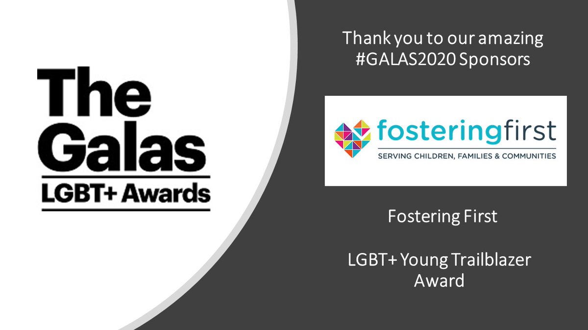 TheGalas's tweet photo. Thank you to @FosteringFirst for your support &amp; for sponsoring the @GCNmag @nxfie #GALAS2020 LGBT+ Young Trailblazer Award!

We appreciate this 

See you on the 8th @CEVMansionHouse 

@Wheelie_Happy @seamiepb #BrandonOConnor #EstherYoung @LINCwomen https://t.co/pE5TyA0VuQ