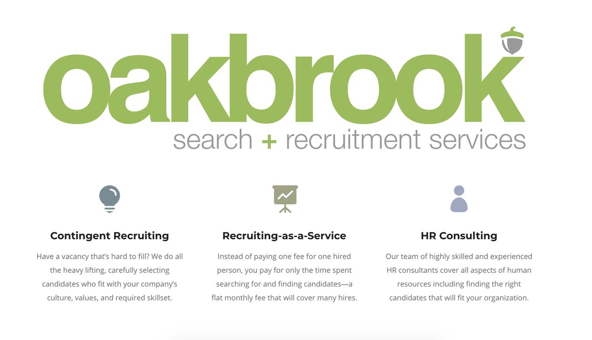 OakbrookSearch's tweet photo. We #recruit &amp; deliver only the best! Building a great organization requires great people. As a result, #recruiting, retaining &amp; engaging a top-performing workforce should be the top priority for any organization. https://t.co/t8hKMsXcQJ #RecruitmentServices #JobPlacement #jobs https://t.co/GWkv4NDrQc