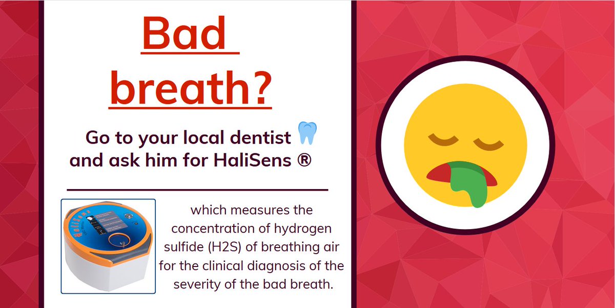 ai_halisens's tweet photo. Go to your local #dentist and ask him for HaliSens which
measures the concentration of hydrogen sulfide (H2S) for the diagnosis of the severity of #halitosis #badbreath #malaliento #halitose

#oralhealth #dental 

https://t.co/Gp9CgKTwAB https://t.co/i3tFCjm7ac