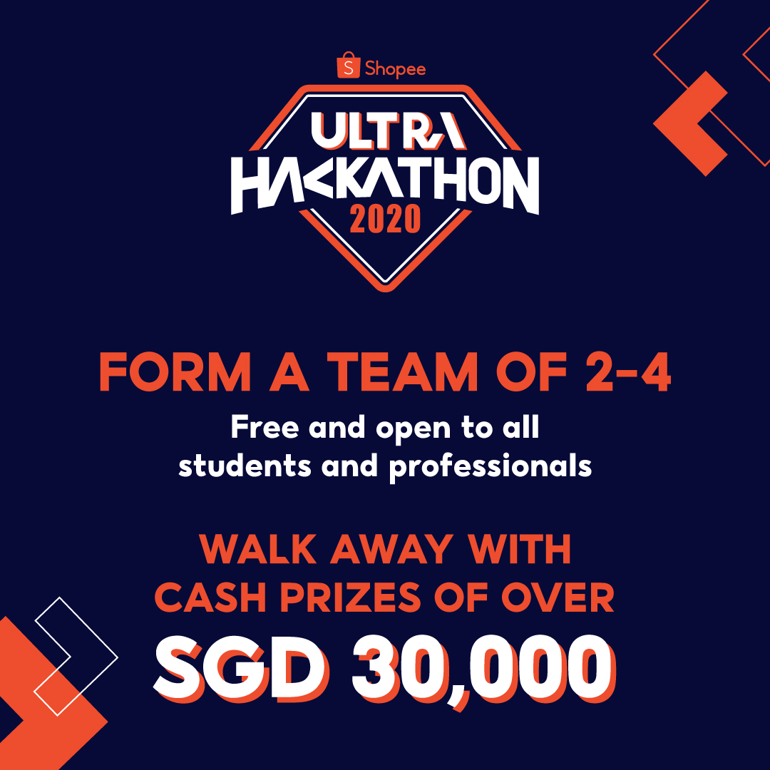 golangSG's tweet image. One challenge. 36 Hours. Over SGD $30,000 cash prizes to be won. Join the @shopeesg Ultra-Hackathon from 13 to 15 March.

Sign up by 14 February with a team of 2 to 4 members now! Register now at: careers.shopee.sg/ultrahackathon
