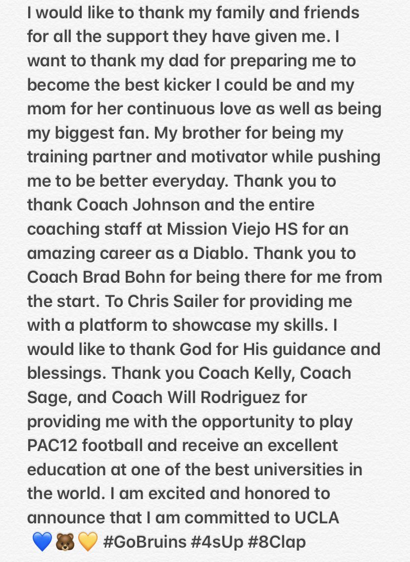 rjlopez40's tweet photo. COMMITTED!!🌹Can’t wait to be a Bruin! @CoachDSage @Coach_WillRod @UCLAFootball @UCLAFBRecruit #UCLA https://t.co/fCZwb4s8dU