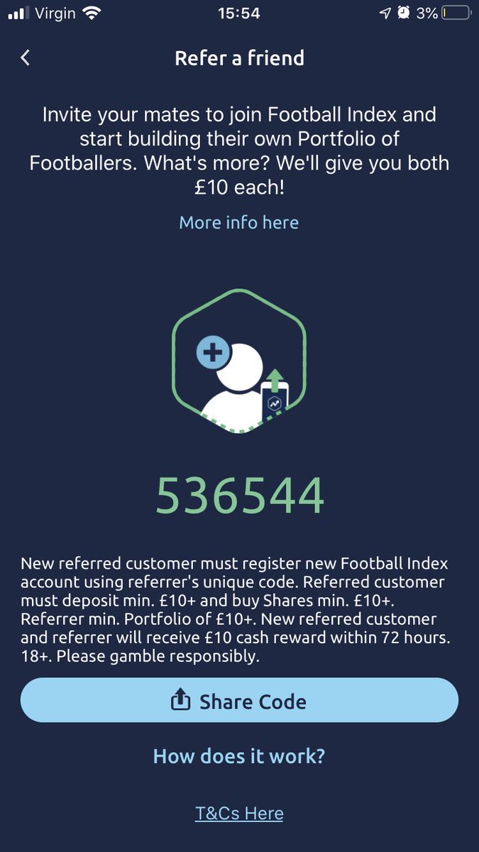 BE0057's tweet photo. Use my code for #footballindex and we both get a free £10! https://t.co/haZkUwLh4S