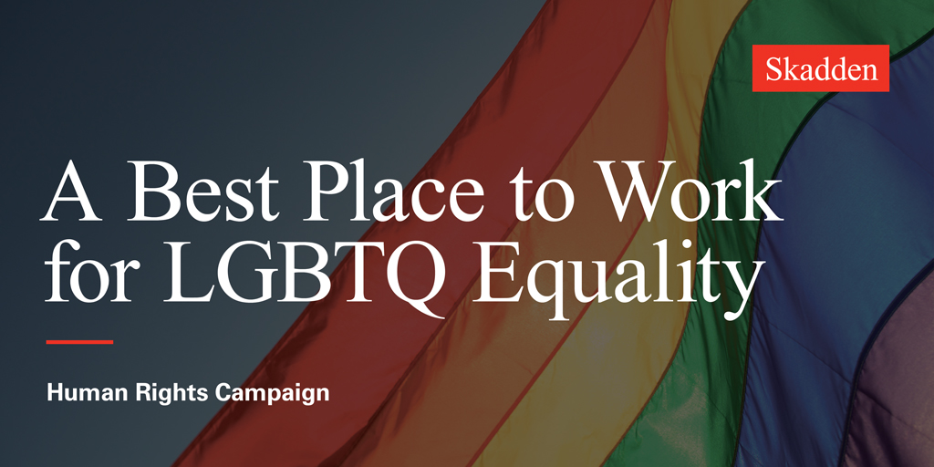 SkaddenArps's tweet photo. We’re proud to have again been named one of the Best Places to Work for LGBTQ Equality, earning a perfect score of 100% on Human Rights Campaign’s Corporate Equality Index for the 11th time in 12 years.

@HRC #CEI2020 https://t.co/fEdcJ09F0a