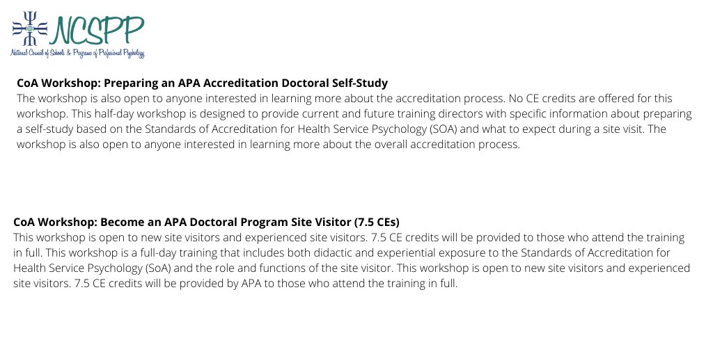thencspp's tweet photo. On the second day of the NCSPP’s Mid-Winter Conference, two CoA Workshops were offered:  “Preparing and APA Accreditation Doctoral Self-Study” and “Become an APA Doctoral Program Site Visitor.” Learn more about these informative workshops and check out some pictures below! #NCSPP https://t.co/LpQFY5Stvz
