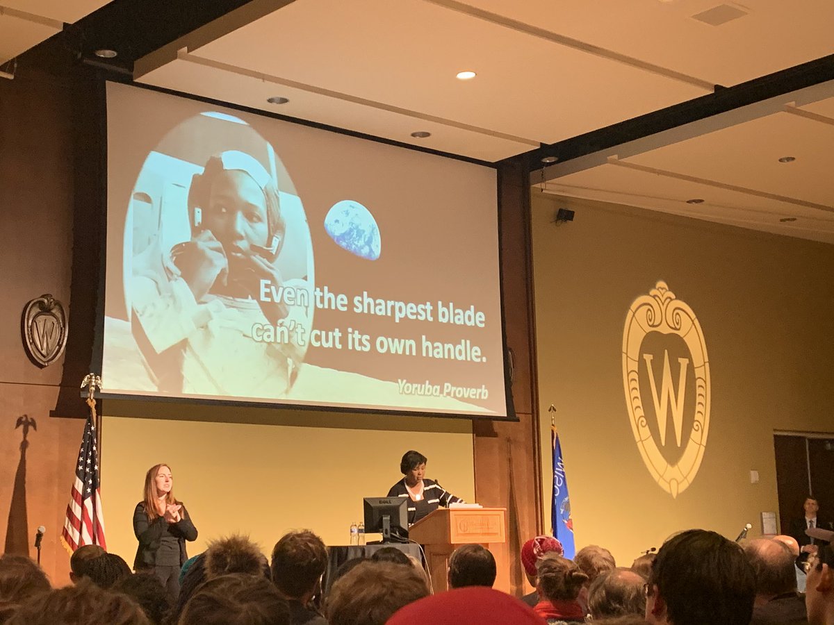 An inspiring talk by @maejemison last night. “What will you do with your place at the table?” Her salient question challenges us to consider our role in creating a more inclusive world. #lookup #UWMLK #uw_diversity