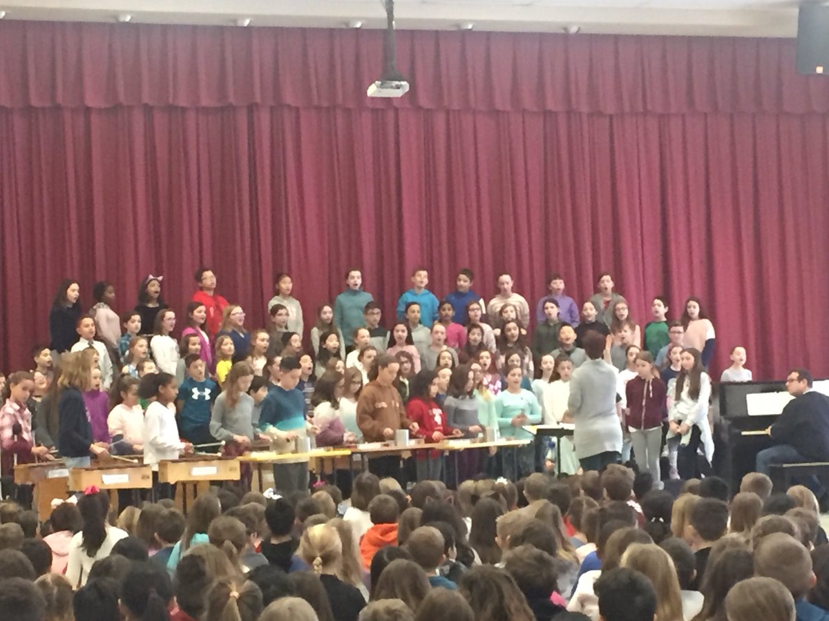 SkanoElementary's tweet photo. This morning, the #skanodolphin Chorus and Orff Ensemble performed in front of the whole school. Please join us tonight at 8:15 in the cafeteria for the full performance. https://t.co/tX7mRFn5Jb