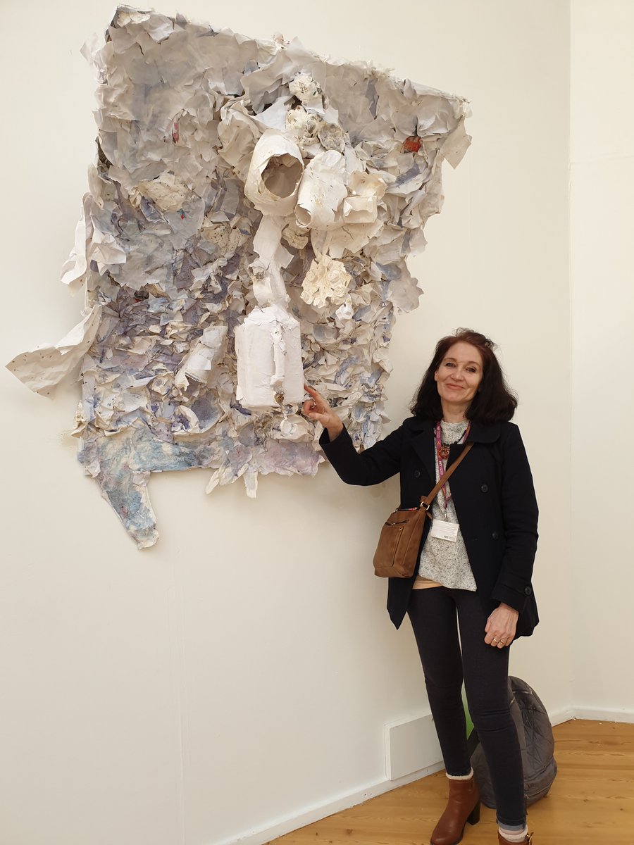 'Carbon culture'-art &amp; science coming together-very excited to be part of an exhibition next week in our School of Creative Arts-this amazing work by Sheelagh Frew Crane is made of recycled material, assembled with flour glue &amp; colours from vegetables! <a href="/UniofHerts/">University of Hertfordshire</a> <a href="/SFrewCrane/">1</a>