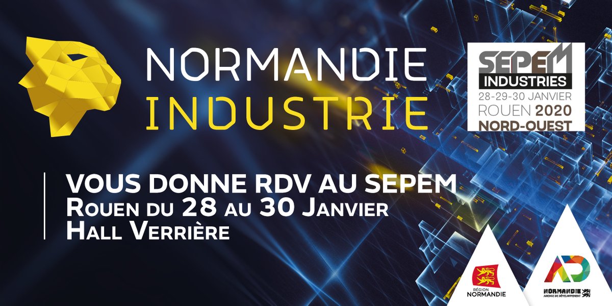 ADNormandie's tweet photo. @NormandieIndus vous donne RDV pour venir à la rencontre des offreurs de solutions normands #industriedufutur @sepemindustries, les 28, 29 et 30 janvier prochains au parc des expositions de Rouen. Seront présents : #SASP @leancure  @keyveo3d  #CIRCOE , @criannormandie  #TalkMe https://t.co/0zioLUzt7U