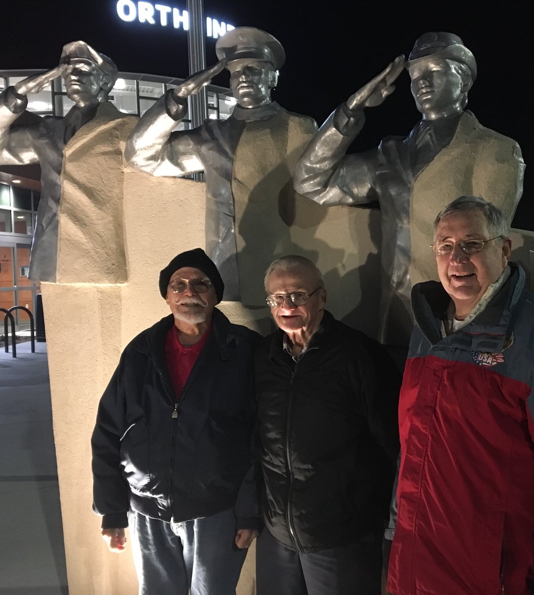 ClubPike's tweet photo. Last night the Pike Twp. Lions Club visited the OrthoIndy Foundation YMCA to honor 10 current members who are proud veterans.  Each vet has a plaque on the wall of honor as part of the "SALUTE" sculpture.  Thank you for your service! #Pikeproud https://t.co/qFVQAFX2Nb