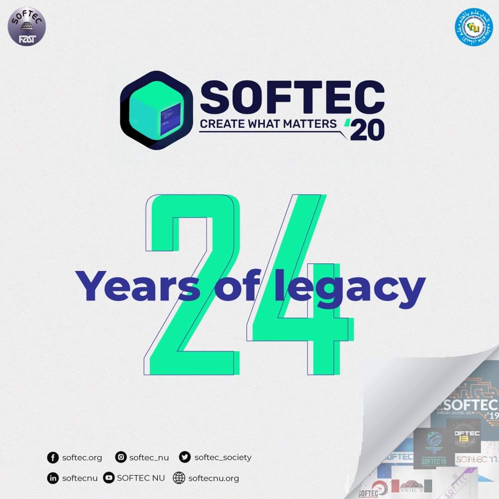 softecfast's tweet photo. Since the advent of SOFTEC, it has been a promoter of paving a way for young intellectuals to bring forth their innovations to the I.T industry.
With this very concept we reveal our logo for SOFTEC'20, "Create What Matters."

#SOFTEC #SOFTEC2020 #ITExtravaganza #CreateWhatMatters https://t.co/XebzGR4TZm