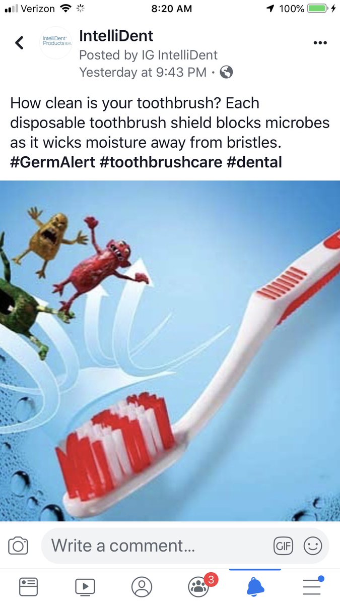SusanKlinsport's tweet photo. So many reasons to keep your #toothbrush clean and germ free.....#oralhealth #Health #dentalhealth linked to #dementia risk!! Keep it clean people @IntelliDent1 #toothbrushshield cover your brush https://t.co/e7tPeaZEDc
