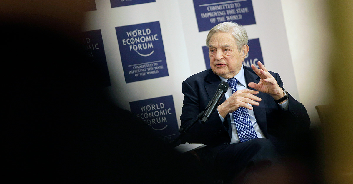 George Soros speaks at the World Economic Forum in Davos, Switzerland