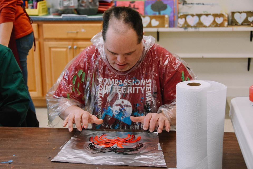 Both the paint and the creative juices were flowing while printmaking at LifeWorks! #arttherapy