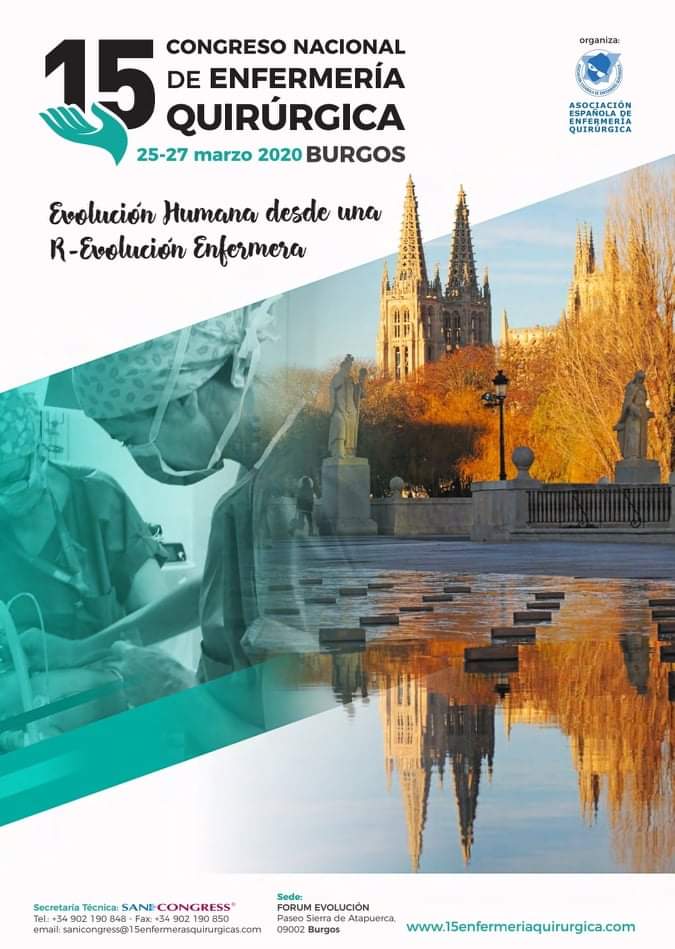 “Evolución Humana desde una R-Evolución Enfermera” 👥
El XV Congreso Nacional de Enfermería Quirúrgica que este año se celebra en Burgos, será un lugar ideal para compartir experiencias, conocimientos y buenos momentos 😊
Programa  bit.ly/2usNUZ1

#Esmasfacilsiseconoce