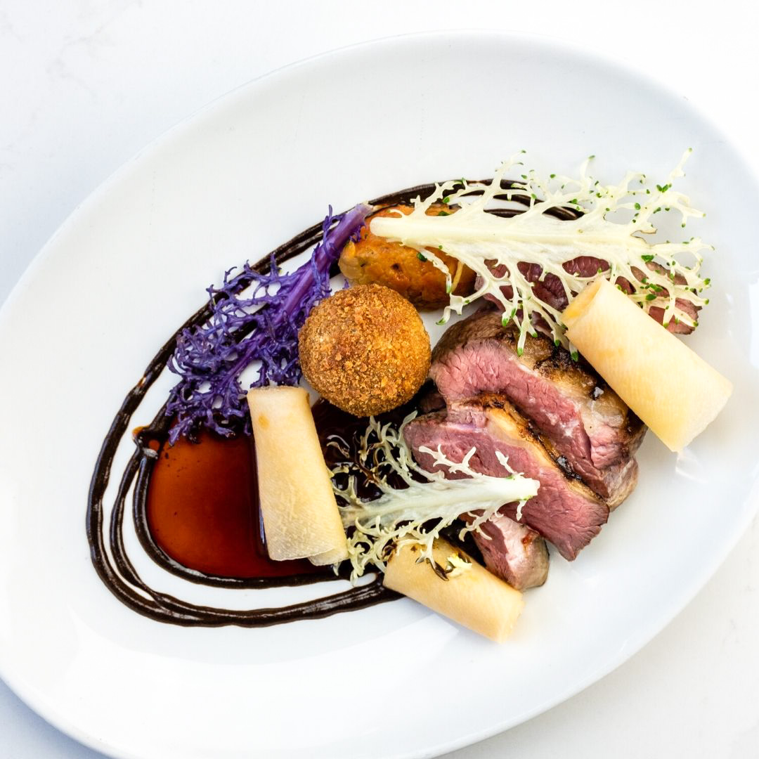 Our new A La Carte menu is full of colourful treats like this!✨The brand new menu has a balanced variety of vegan, veggie, fish and meat dishes to satisfy anyone's appetite.😋 
📸: Grilled lamb rump with fermented turnip, Cockburn haggis &amp; kale.😍 otrorestaurant.co.uk/a-la-carte-menu