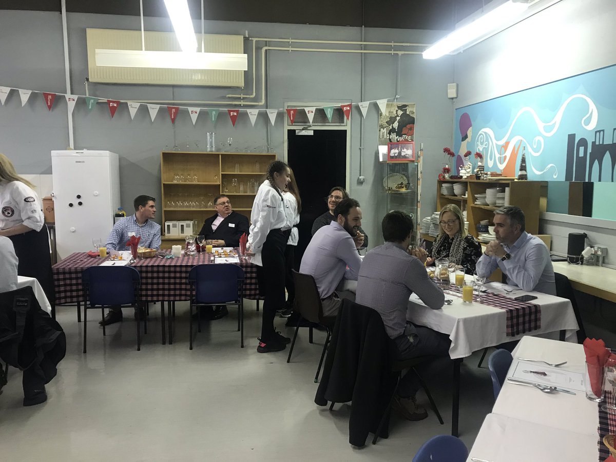 CastlebraeHFT's tweet photo. Lovely to have  @JohnSwinney visit Castle Kitchen and meet some of our SfW Hospitality  students who were serving a Burn’s lunch to our partners today #partnerships #CastleKitchen #Hospitality https://t.co/8pKvjf4c74
