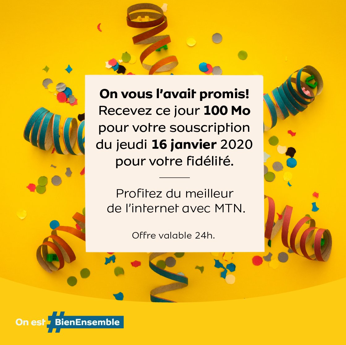 MTNCotedIvoire's tweet image. Chose promise, chose due.
MTN va plus loin et récompense encore plus votre fidélité.
On est #BienEnsemble