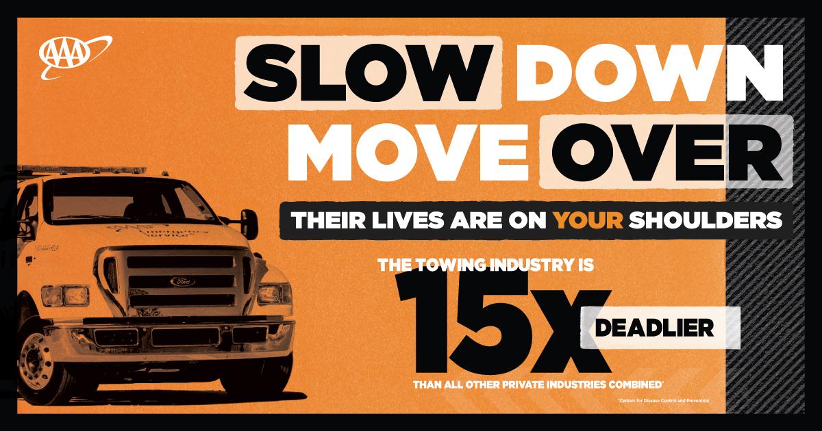 AAA_ACG's tweet photo. The towing industry is 15x deadlier than all private U.S. industries combined. Laws in all 50 states require drivers to slow down and move over for emergency vehicles at the side of the road. 

Share to help save the lives of all our first responders + tow operators. https://t.co/kq6IimOmZg