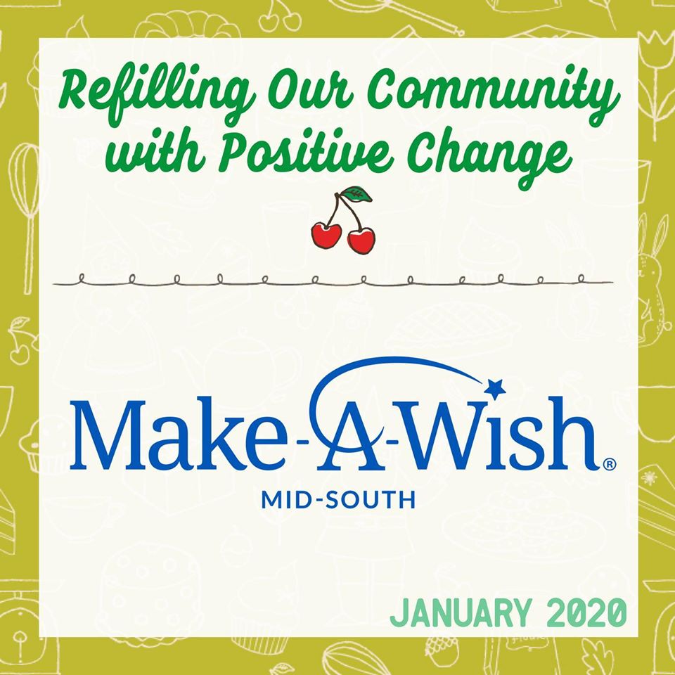 Visit one of the local <a href="/muddysbakeshop/">Muddy's Bake Shop</a> locations in Memphis, TN between January 1 to January 31 to donate to our mission of granting wishes. Muddy's is donating 100% of their tips the month of January. Grab a cupcake and help grant a wish!
